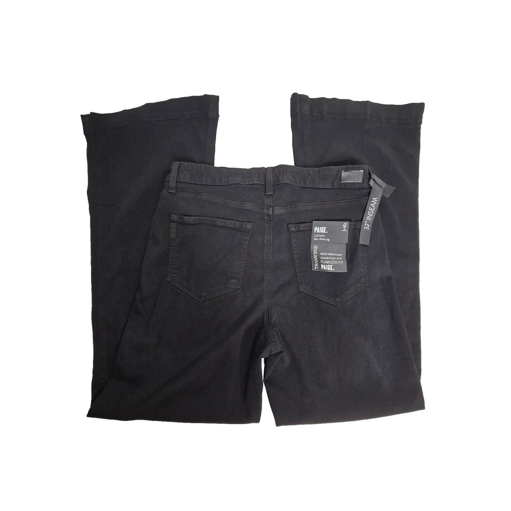Paige Leenah Slim Wide Leg Jeans Womens 32 Black NEW Transcend Flawless Fit - Picture 9 of 13